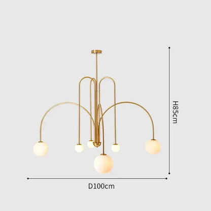 Burgundy & white comet chandelier nordic dining room glass ball light