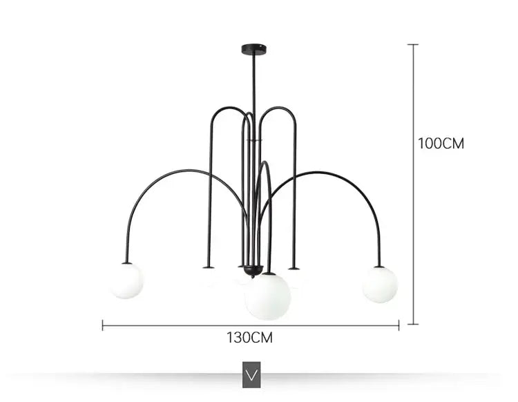Burgundy & white comet chandelier nordic dining room glass ball light