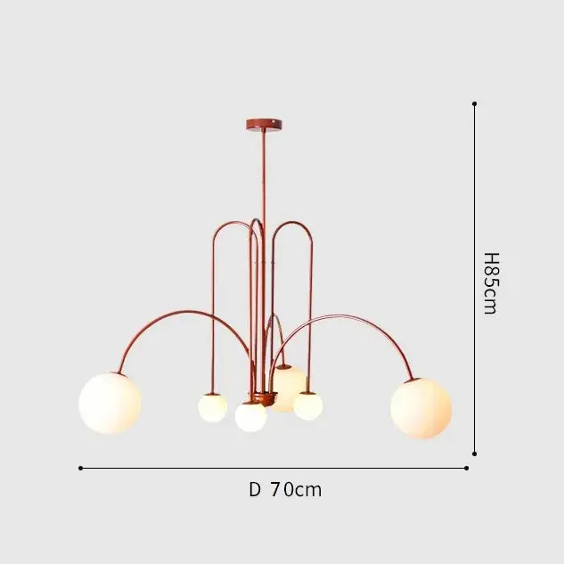 Burgundy & white comet chandelier nordic dining room glass ball light