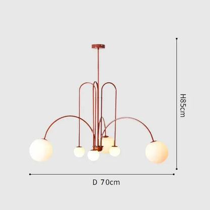 Burgundy & white comet chandelier nordic dining room glass ball light