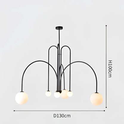 Burgundy & white comet chandelier nordic dining room glass ball light