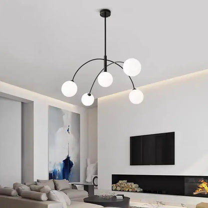 Burgundy & white comet chandelier nordic dining room glass ball light