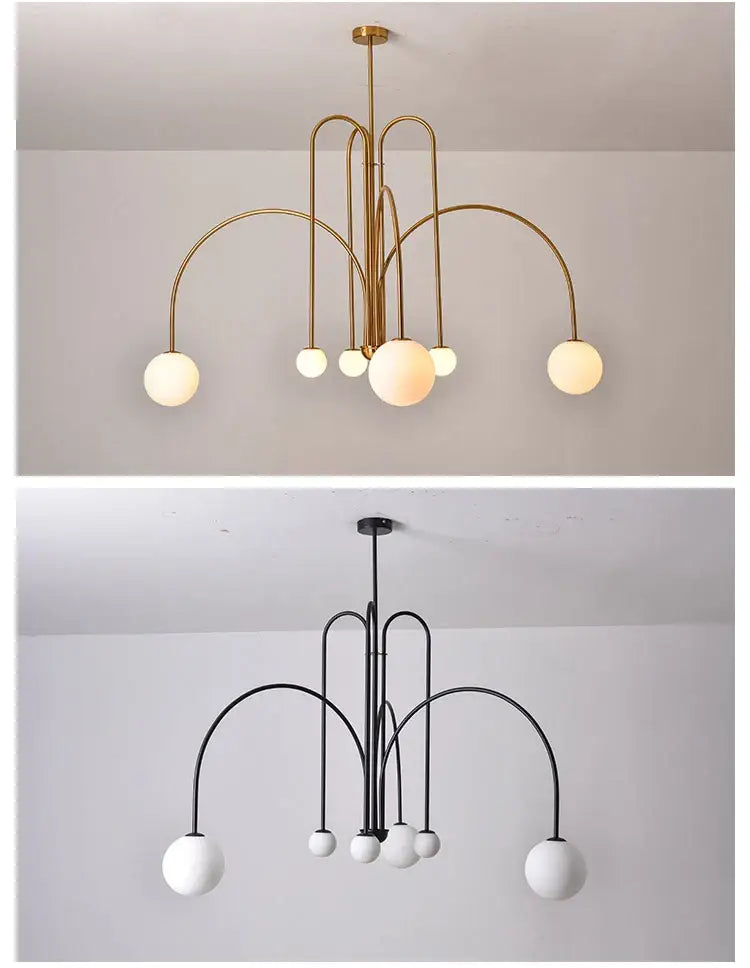 Burgundy & white comet chandelier nordic dining room glass ball light