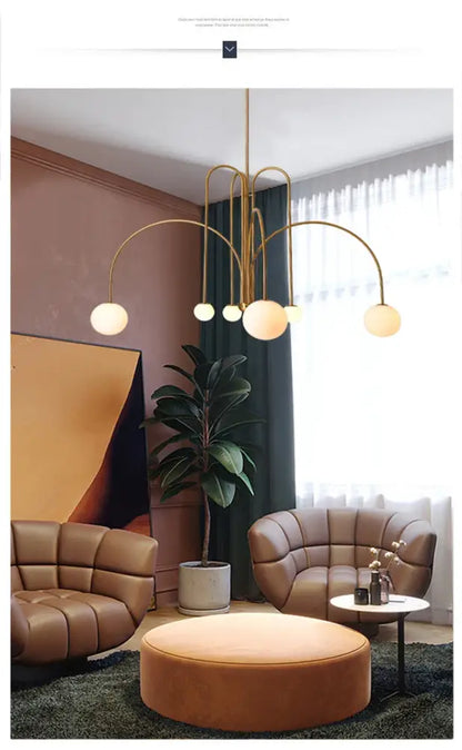 Burgundy & white comet chandelier nordic dining room glass ball light
