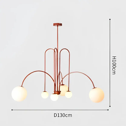 Burgundy & white comet chandelier nordic dining room glass ball light