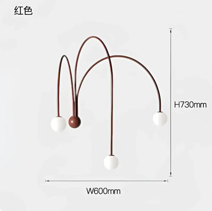 Burgundy & white comet chandelier nordic dining room glass ball light