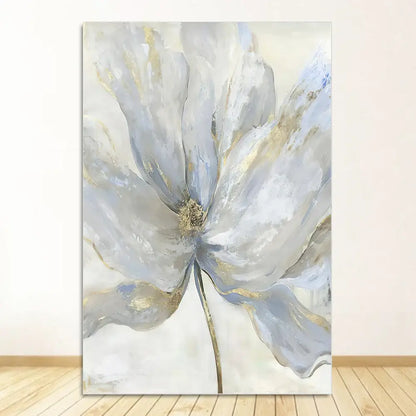 Blue & gold flower abstract framed canvas art set living room decor