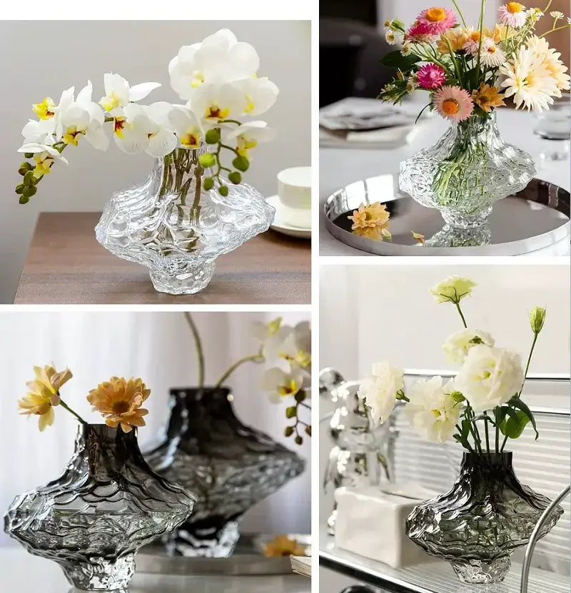 Modern dark gray frosting glass vase living room decor