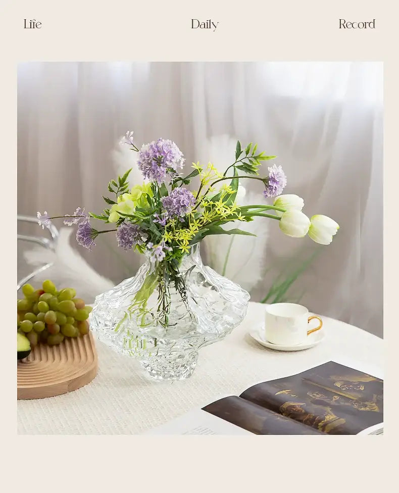 Modern dark gray frosting glass vase living room decor
