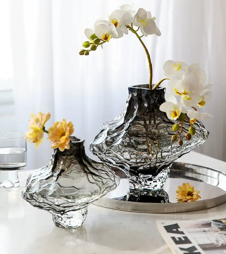 Modern dark gray frosting glass vase living room decor