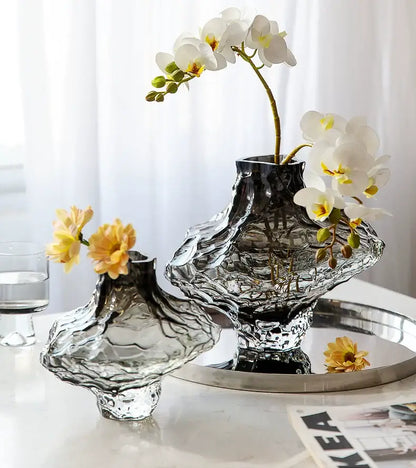 Modern dark gray frosting glass vase living room decor