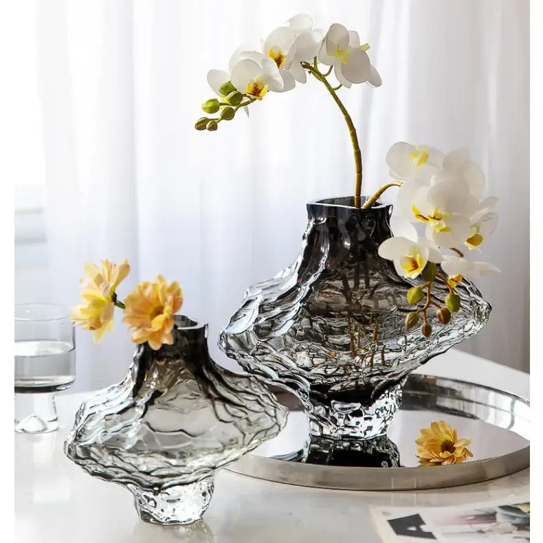 Modern dark gray frosting glass vase living room decor