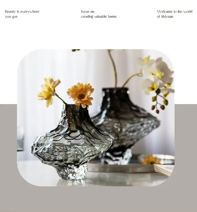 Modern dark gray frosting glass vase living room decor