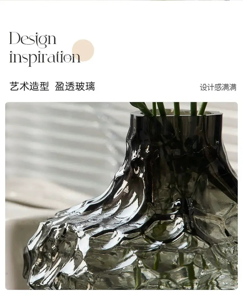 Modern dark gray frosting glass vase living room decor
