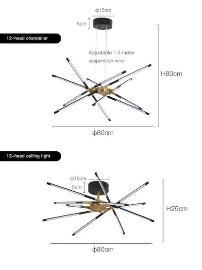 Modern gold led chandelier with remote control for dining room