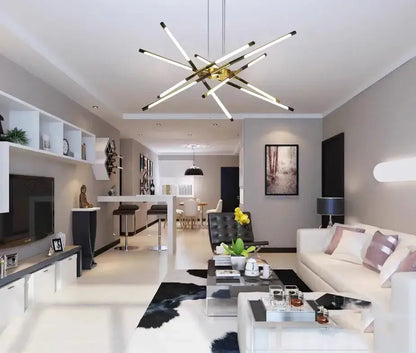 Modern gold led chandelier with remote control for dining room