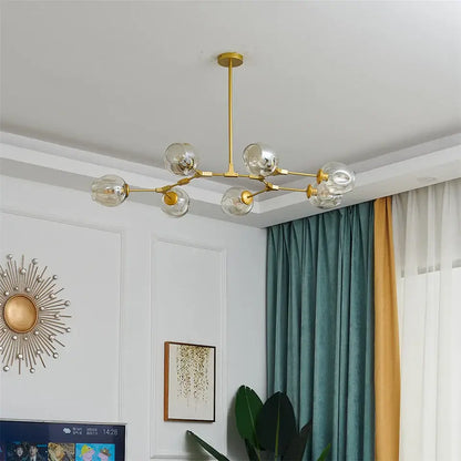 Nordic glass ball led chandelier black & gold dining room
