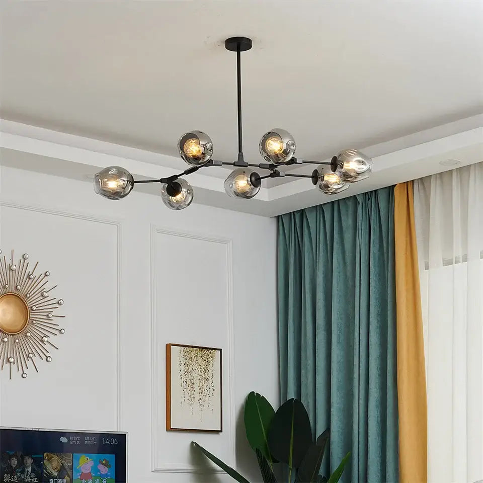 Nordic glass ball led chandelier black & gold dining room light