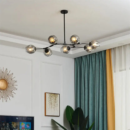 Nordic glass ball led chandelier black & gold dining room light