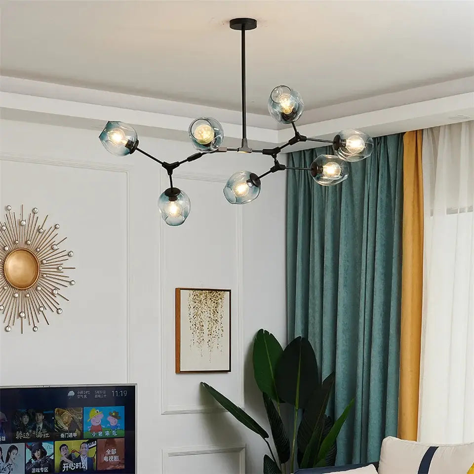 Nordic glass ball led chandelier black & gold dining room light