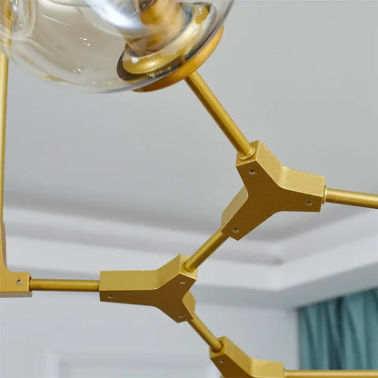 Nordic glass ball led chandelier black & gold dining room light