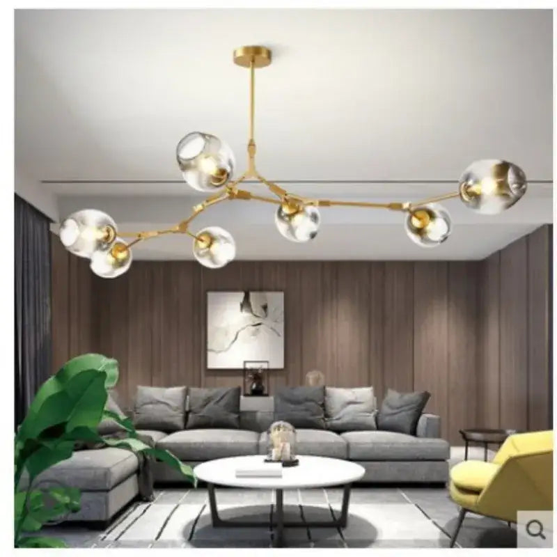 Nordic glass ball led chandelier black & gold dining room light