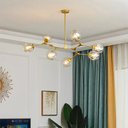 Nordic glass ball led chandelier black & gold dining room light