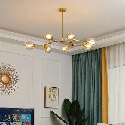 Nordic glass ball led chandelier black & gold dining room light