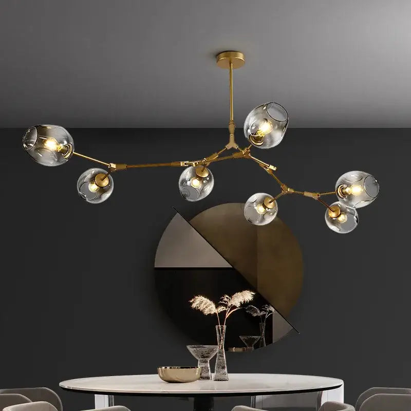 Nordic glass ball led chandelier black & gold dining room light