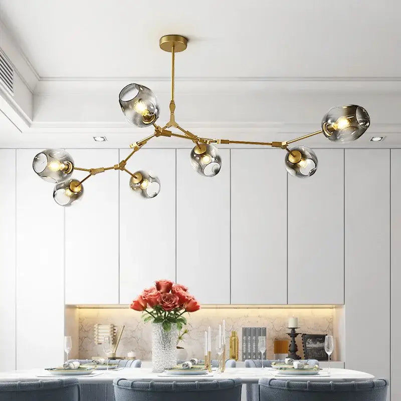 Nordic glass ball led chandelier black & gold dining room light