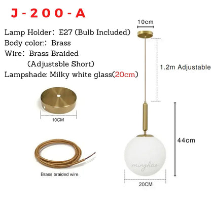 Modern gold glass ball pendant light – dining room light source