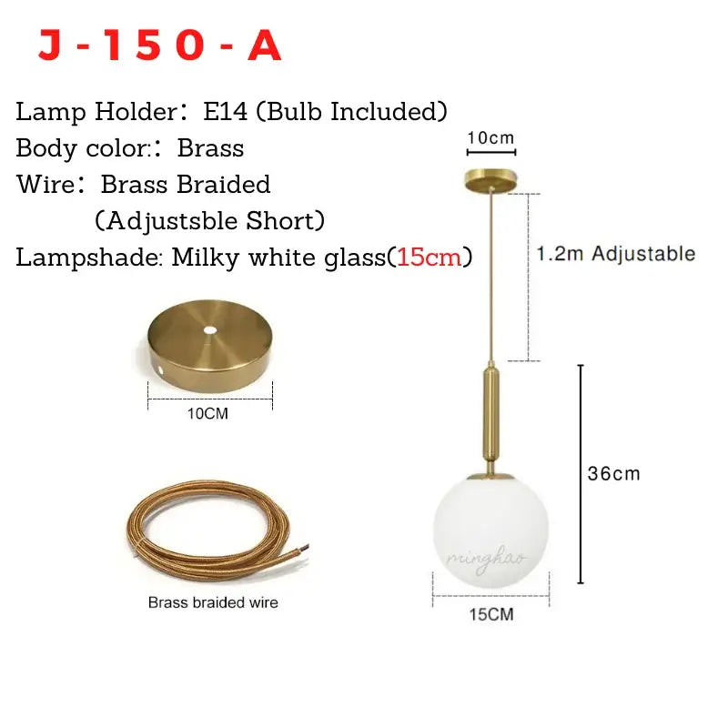 Modern gold glass ball pendant light – dining room light source