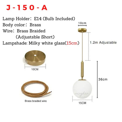 Modern gold glass ball pendant light – dining room light source