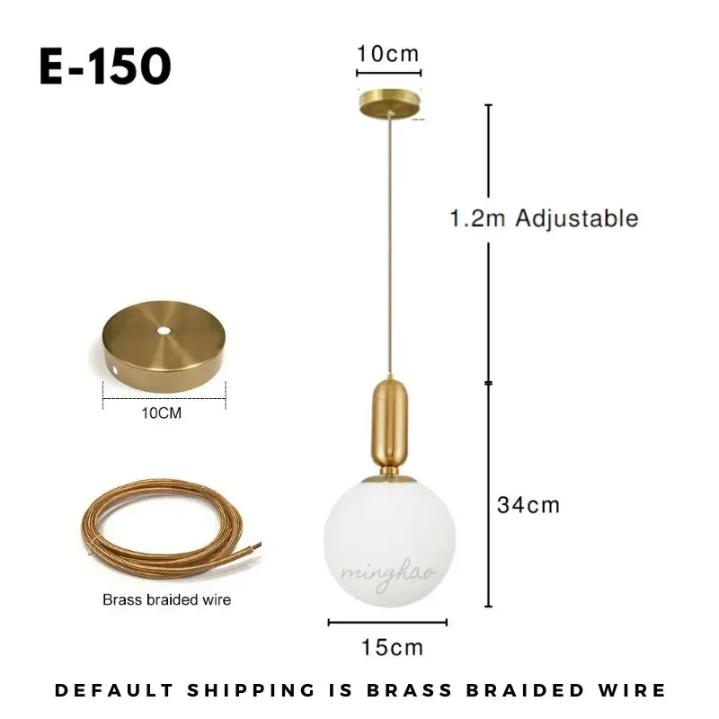 Modern gold glass ball pendant light – dining room light source