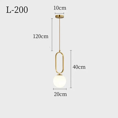 Modern gold glass ball pendant light – dining room light source