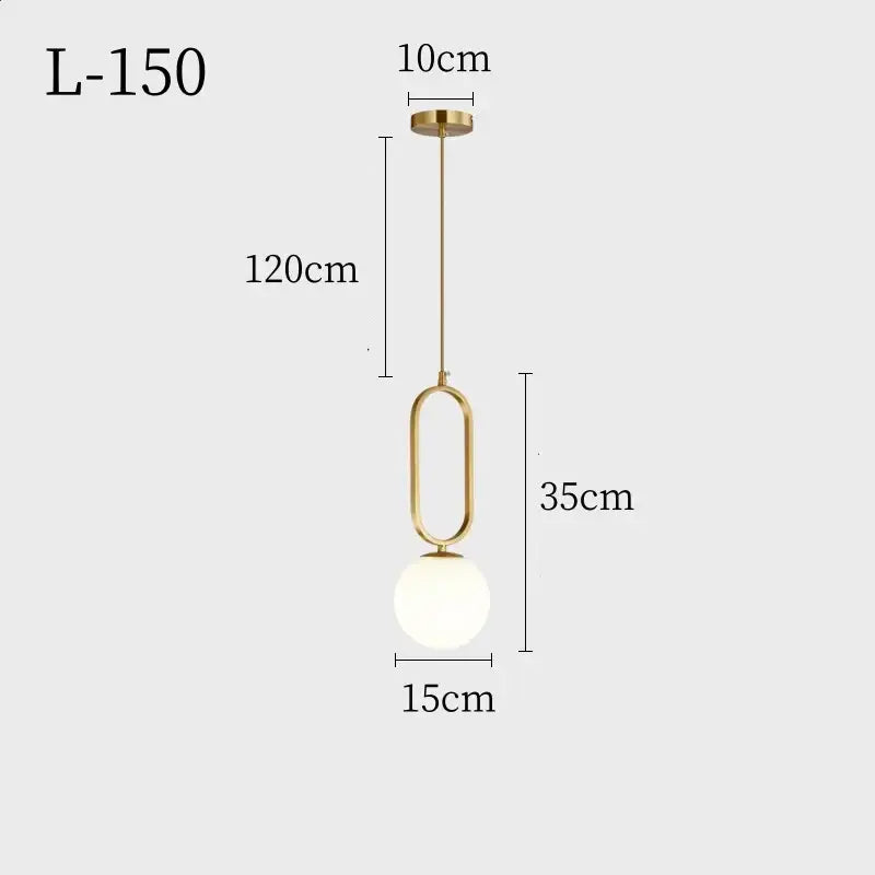 Modern gold glass ball pendant light – dining room light source