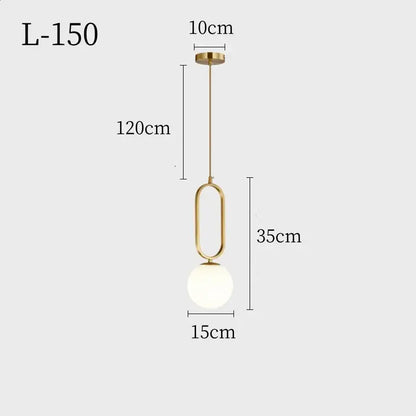 Modern gold glass ball pendant light – dining room light source