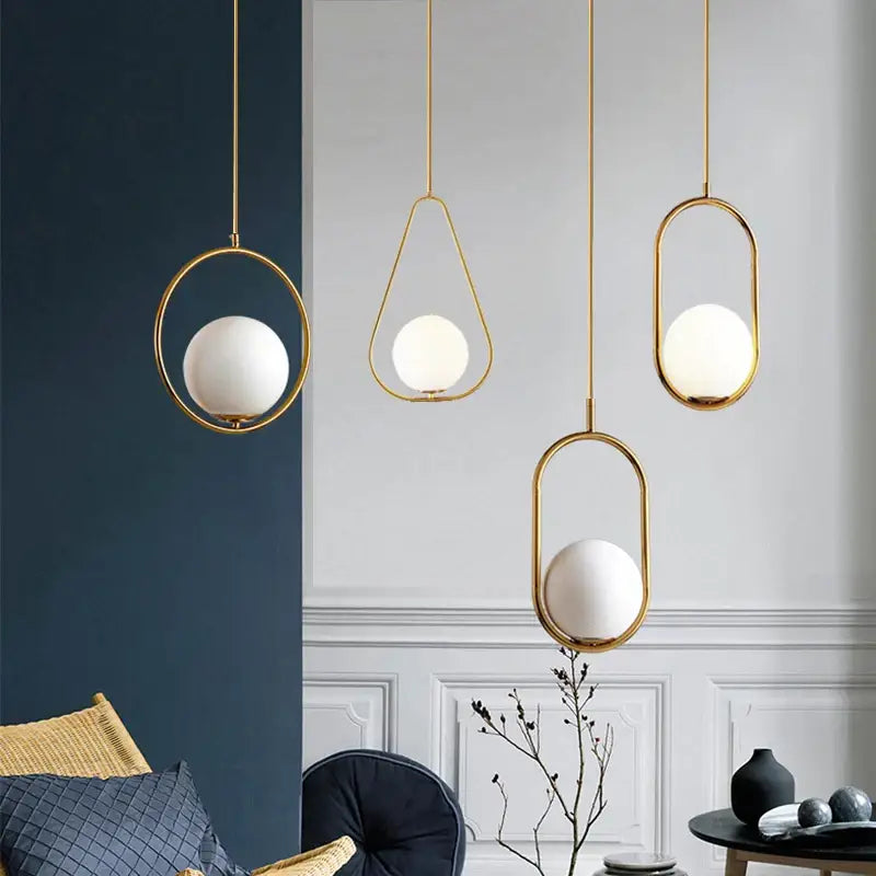 Modern gold glass ball pendant light – dining room light source