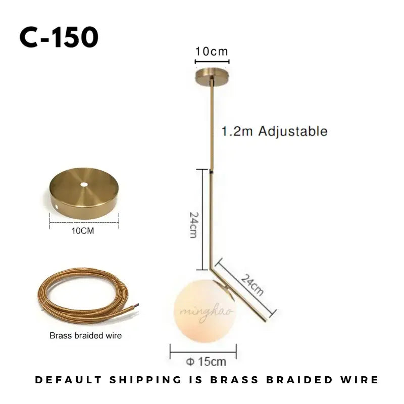 Modern gold glass ball pendant light – dining room light source