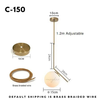 Modern gold glass ball pendant light – dining room light source