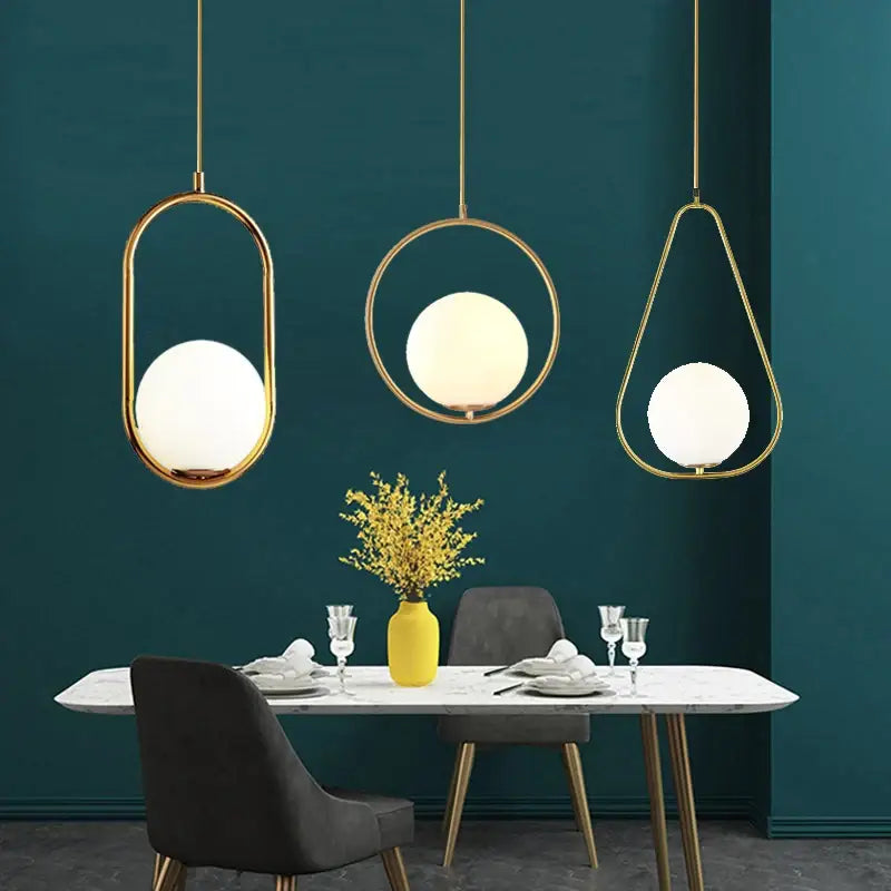 Modern gold glass ball pendant light – dining room light source