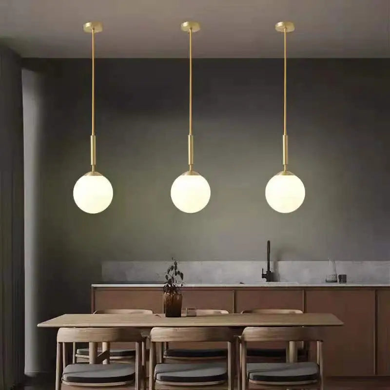 Modern gold glass ball pendant light – dining room light source