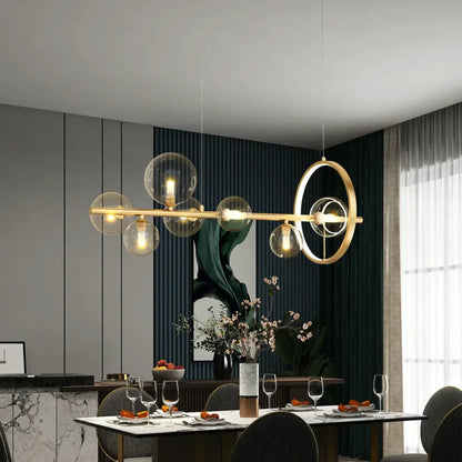 Modern black nordic glass bubble led chandelier dining room light