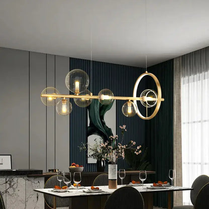 Modern black nordic glass bubble led chandelier dining room light
