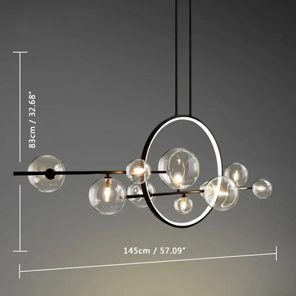 Modern black nordic glass bubble led chandelier dining room light