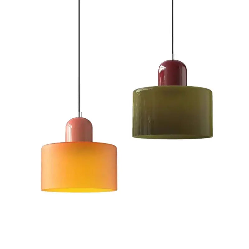 Orange & olive glass chandelier pendant lights bedroom