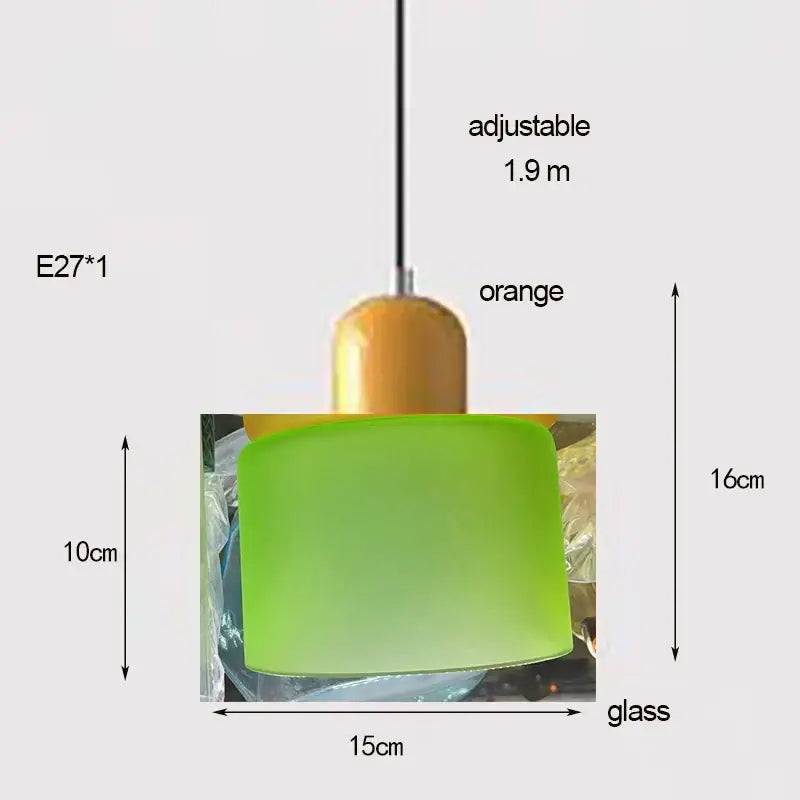 Orange & olive glass chandelier pendant lights bedroom