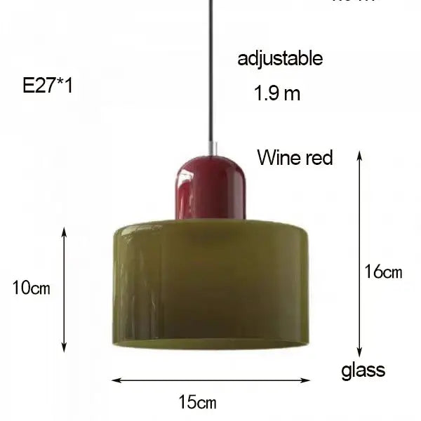 Orange & olive glass chandelier pendant lights bedroom