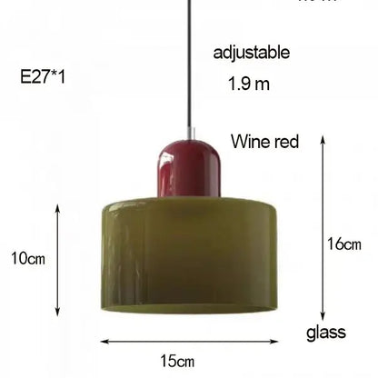 Orange & olive glass chandelier pendant lights bedroom