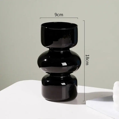 Glossy black stacked segment vase home decor living room